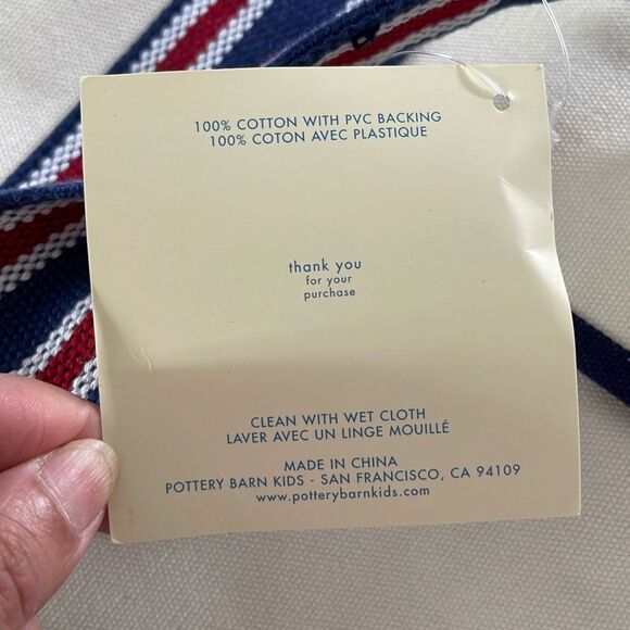 Pottery Barn Kids Canvas Beach Tote Large Red Blue NWT - Picture 5 of 7
